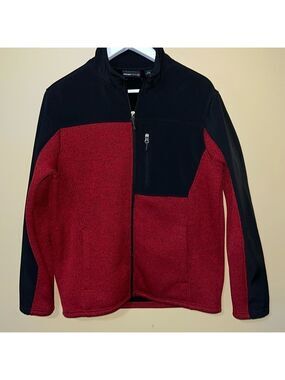 SWISS TECH men’s full zip jacket. New, no tags. Red Heather with black. Medium